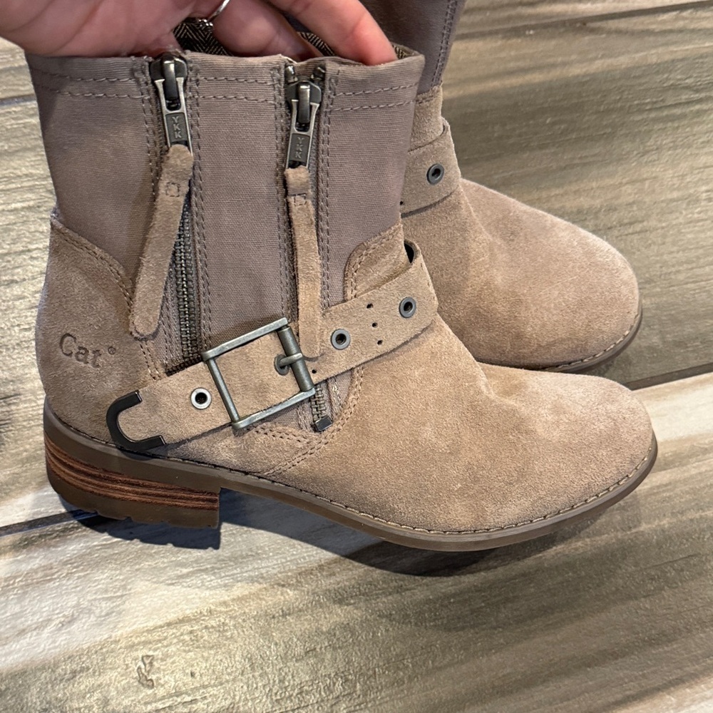 Caterpillar Taupe Suede Combat Boots